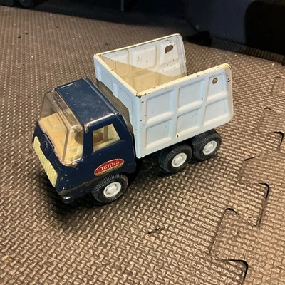 Vintage Tonka Mini Garbage Dump Truck Toy Dark Blue White Pressed Steel 5.5" - Image 1 of 4