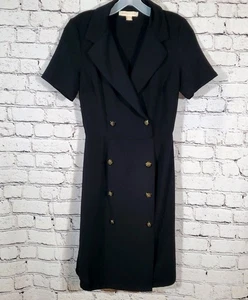 Monteau schwarzes zweireihiges Kurzarm Blazer Style gefüttert Karriere Kleid Gr. M - Bild 1 von 12