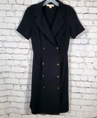 Vestido de Carrera Monteau Negro Doble Pecho Manga Corta Estilo Blazer Forrado Talla M Foto 1 de 4