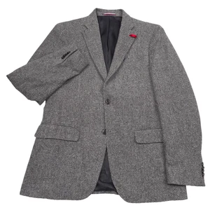 $375 Tommy Hilfiger Conrad Gray Herringbone Sport Coat Blazer Jacket Mens 42L - Picture 1 of 9