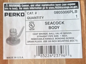 * GENUINE PERKO 0805006PLB 1" INCH SEACOCK BALL VALVE BRONZE-NEW MADE IN THE USA - Bild 1 von 2