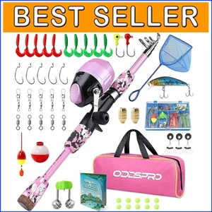 All-in-One Pink Fishing Rod Combo for Girls - Perfect Gift for Young Anglers - Picture 1 of 9