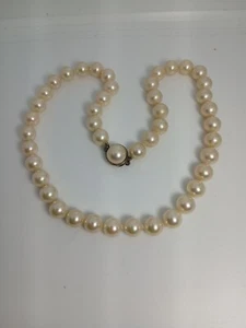 Collana di perle Majorica 8 mm 16" argento sterling chiusura oro METALLO TENUTA - Foto 1 di 13