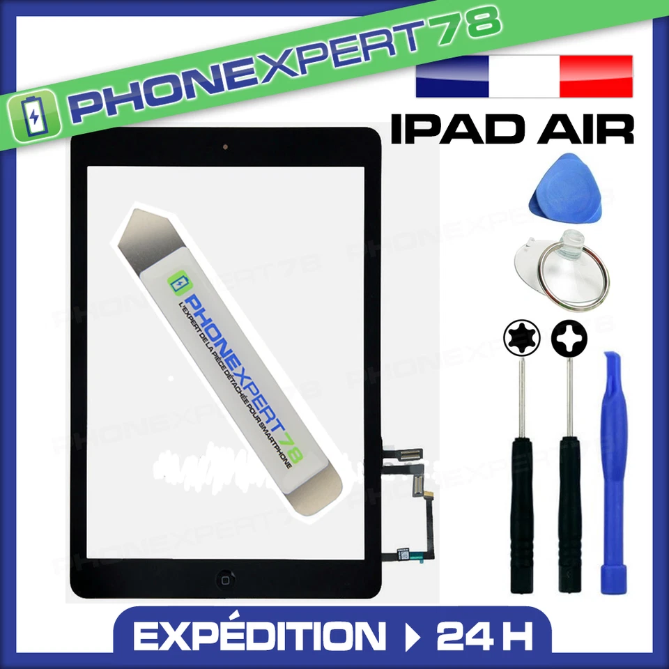SANS MARQUE ECRAN VITRE TACTILE iPAD AIR NOIR COMPLETE PRÉ ASSEMBLÉE + OUTILS ET iLAME PRO