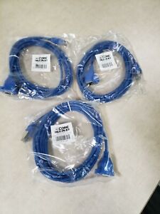 Lot of 3 Core Cables 520-10Bl 10ft Panel-mount Male to Female Cat5e Patch Cable