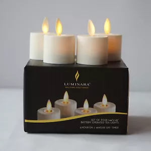 Luminara Flameless Unscented Tealight Candles Remote Ivory Battery Operated 4pc - Picture 1 of 8