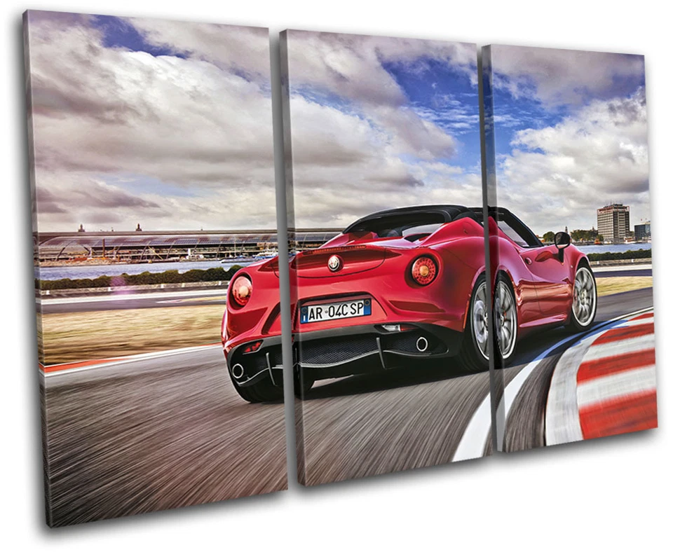 Alfa Romeo 4C Spyder экзотические итальянские автомобили тройной холст настенное искусство картина печати - Изображение 1 из 1