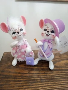 Annalee Doll 2003 Boy & Girl Spring Mouse 7" Set of 2 New - Picture 1 of 8