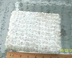 Vintage Hard Shell Sequin Clutch Purse Formal Evening Wedding Gold Trim - Picture 1 of 4