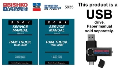 Dodge DR Ram 1500/2500/3500 2001 camioneta taller reparación manual unidad USB Foto 1 de 3