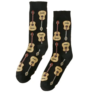 Calcetines de diseño de guitarra negros unisex 6-11 Reino Unido, 39-45 UE. - Imagen 1 de 2