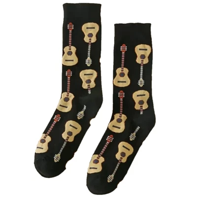 EXPRESS HATS Unisex Black Guitar Design Socks 6-11 uk, 39-45 eu.