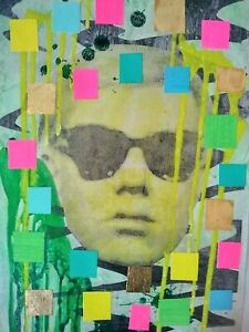 Andy Warhol Portrait Original Collage Pop Art Banksy Poster Mr Brainwash Style