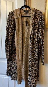 Macy's Plus 3X Leopard Print Hooded Cardigan 100% Cashmere NWT FAB! - Picture 1 of 7
