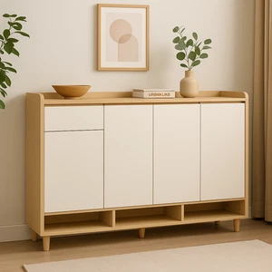 Scandinavian Sideboard Cabinet Buffet Unit Storage Cupboard White Oak 140cm - Picture 1 of 8
