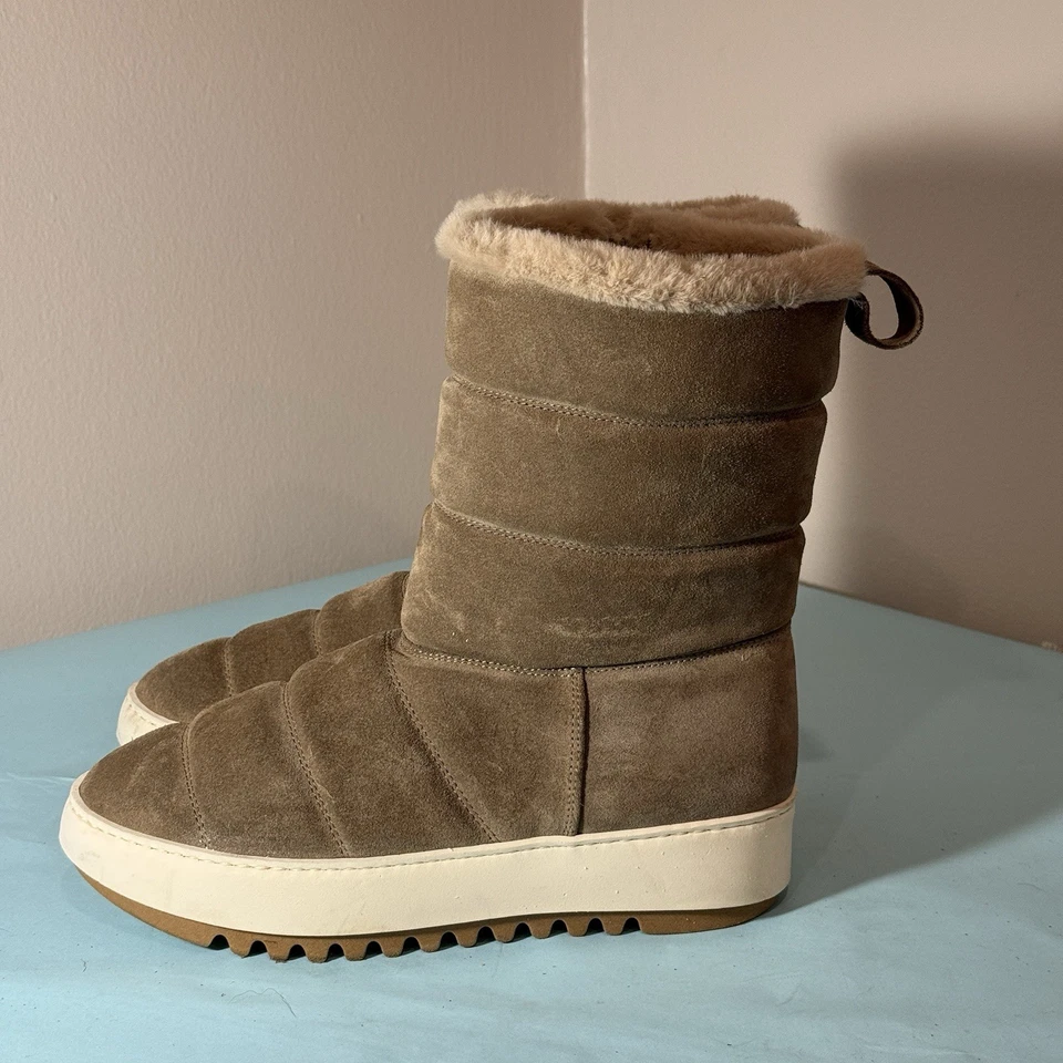 ITALIA Aquatalia Gris Alcee Acolchado Gamuza Botas de Nieve Para Mujer Talla 8,5 Foto 1 de 4