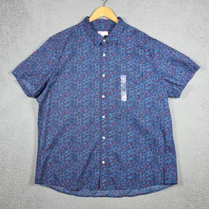 Camisa GAP Para Hombres Talla 2XL Azul Floral Calce Ajustado Algodón Con Botones Manga Corta Nueva con Etiquetas - Imagen 1 de 13