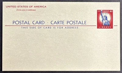 US 1956 UX45 Unused Mint International Postal Card Liberty 4c - Image 1 of 2