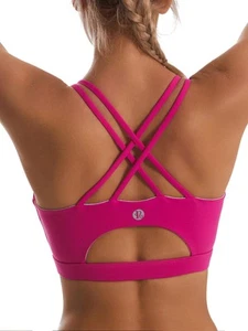Sports Bras for Women,Strappy Back Pink Bra Plus Size Supportive Workout Bras... - Picture 1 of 6