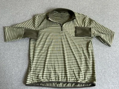 Рубашка женская Nike средняя зеленая для гольфа УФ Ace Dri Fit 1/4 пуловер на молнии в полоску - Изображение 1 из 4