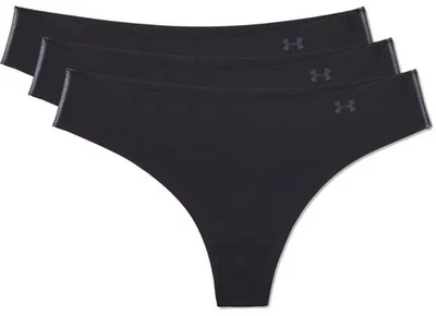 Under Armour Women's UA Pure Stretch Thongs 3-Pack Underwear Size XL, black - Image 1 of 4