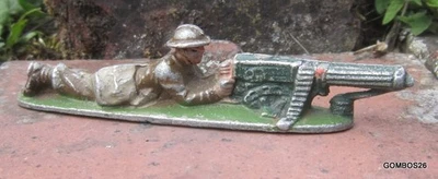 QUIRALU ARMEES ETRANGERES / SOLDAT ANGLAIS COUCHE AVEC MITRAILLEUSE  WW2 - Photo 1/4