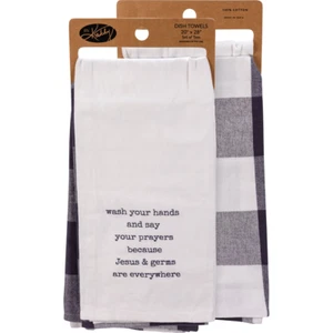 Set of 2 Wash Your Hands Kitchen Towel Set - Picture 1 of 4
