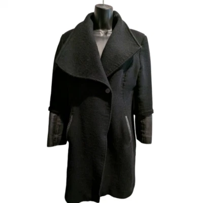 Elie tahari Carlotta' Leather Trim Wool Blend Coat - Image 1 of 4