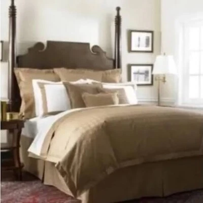 NIP $142 Lauren Ralph Lauren Suite Pillow Sham EUROPEAN Glen Plaid Camel Cotton - Image 1 of 4