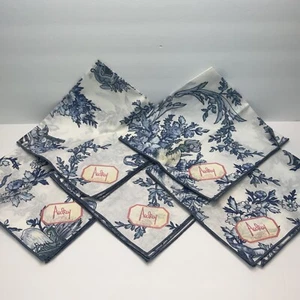5x Tovaglioli Vintage Audrey Dallas USA Blu Bianco Panno Rabelle Arpa Perle Flauto - Foto 1 di 7