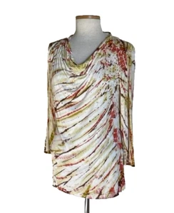 Top tejido spandex rayón REBA adornado estampado diagonal abstracto talla M - Imagen 1 de 5