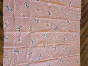 Rare!!! Vintage Flocked Sheer Cats and Dog Pink Fabric 34"x45" Very Nice!!! - Picture 1 of 8