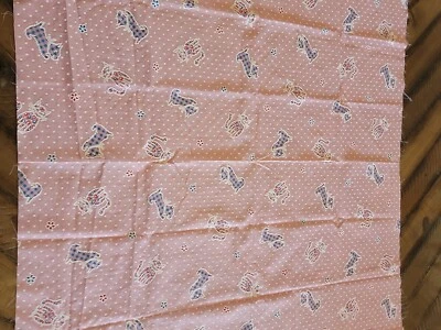 Rare!!! Vintage Flocked Sheer Cats and Dog Pink Fabric 34"x45" Very Nice!!! - Image 1 of 4