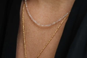 A++ Sunstone Gemstone Faceted Round & Gold Filled Beads 24" Beautiful Necklace - Picture 1 of 8