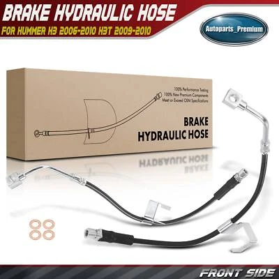 2x Front Left & Right Brake Hydraulic Hose for Hummer H3 2006-2010 H3T 2009-2010 - Image 1 of 4
