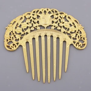 A Pair DIY Antiquity Filigree Barrette Beside Comb Jewelry Alloy Accessories - Picture 1 of 11