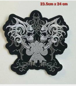 Skull Riders Large Biker Jacket Back Sew On Embroidered Patch - Foto 1 di 1