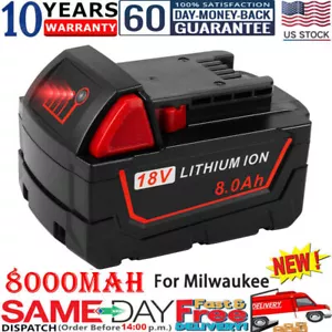 NEW For Milwaukee M18 Lithium ion 8.0AH Extended Capacity Battery 48-11-1860 US - Picture 1 of 9