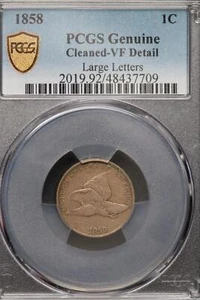 1858 große Briefe fliegender Adler PCGS feine Details gereinigt *Double Coins* 2300-61 - Bild 1 von 3