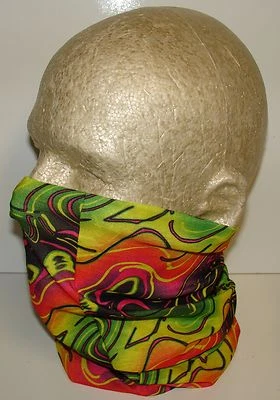 Neon Rainbow Wave Tubular Multi Function Headwear Scarf Balaclava Cap Beanie - Image 1 of 4