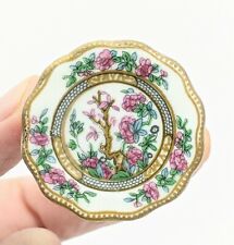 Vintage Coalport China Indian Tree Miniature Plate Porcelain Pin Brooch England