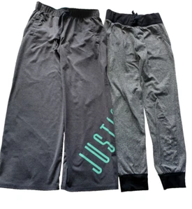 Lot of Justice Brand Girl's Pants Joggers Size 8 Two Pair Gray with JUSTICE logo - Picture 1 of 7