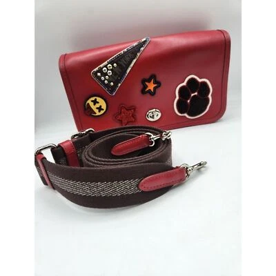 Bandolera Coach Penny roja retazos bloqueo giratorio con correa desmontable palmeada Foto 1 de 4