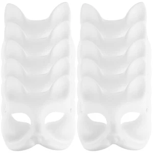 10 Pcs Hand Painted Pulp Masks Halloween Diy Fox Blank Child Mother - Photo 1/12