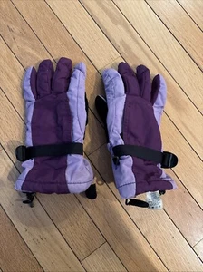 Lands’ End Kids Purple Insulated Ski Gloves Size Large ID Zipper On Outer - Picture 1 of 4