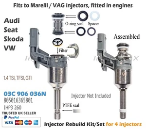Fuel Injector Service Kit O-Ring for 03C906036N Audi Skoda Seat VW engines - Picture 1 of 3