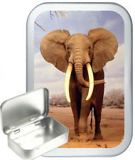 Elephant 50ml / 1oz Silver Hinged Tobacco Tin,Tin box, Gift Box, Pill Tin