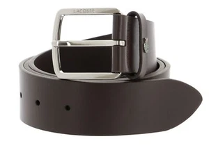 Cinturón LACOSTE Casual 35 Raw Edges Stitched Belt W90 marrón oscuro nuevo - Imagen 1 de 2