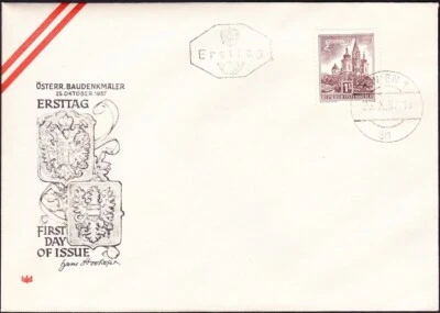 Austria First Day Cover Cacheted Unaddressed Very Fine 1s Chocolate Church Issue - Image 1 of 2