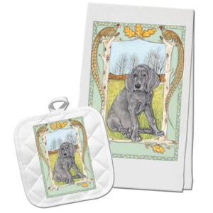 Weimaraner Kitchen Dish Towel and Pot Holder Gift Set - Picture 1 of 1